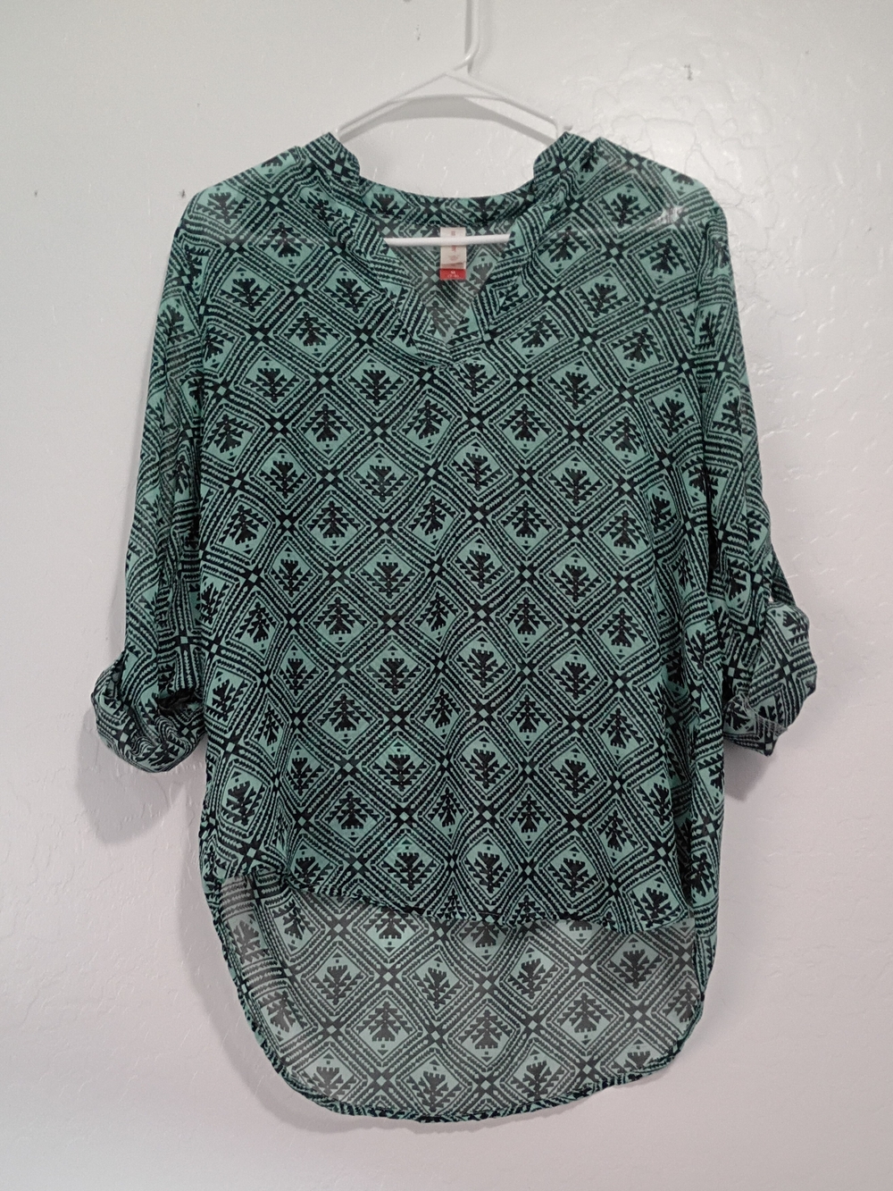 No Boundaries Mint and Black Printed Tunic Top